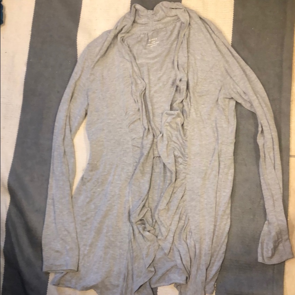 Ruffle trim open cardigan